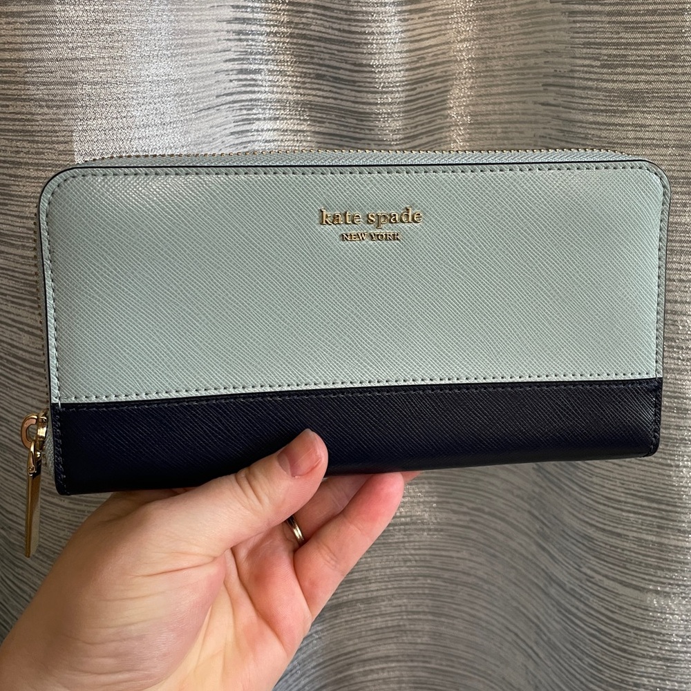 Kate Spade Spencer Large Continental Navy Spearmint Color Block Wallet